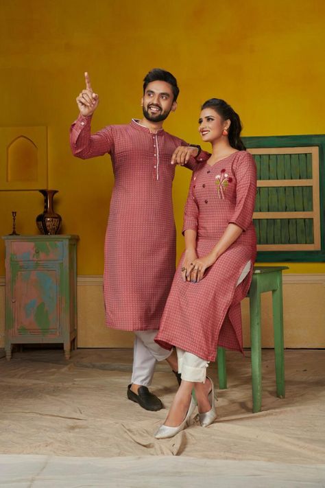 Price:- Rs 1400 + Shipping extra _Men Kurta details_....* Kurta- Pure cotton with self weaving design Payjama- mix cotton *Size - M, L, Xl, Xxl* For kurta size, refer size chart. *_ Ladies Kurti details..._* *Top*: - cotton with self weaving design with embroidery and handwork Pant- cotton *Work*:- Embroidery and handwork *Size- M(38), L(40), XL(42), XXL(44)* Single single available *Couple combo* Kurta with pants Kurti with pants Couple Dress Matching Indian Simple, Couple Dress Matching Indian, Couple Dress Matching, Pyjama Couple, Couple Dresses, Kurti With Pants, Ram Leela, Couple Outfits Matching, Ladies Kurti