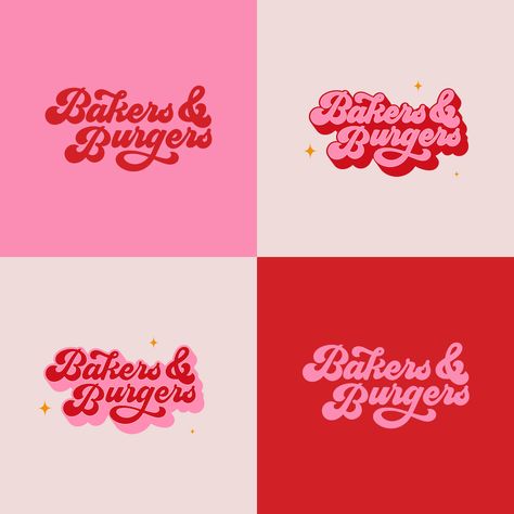 Pink And Red Typography, Pink And Red Logo Design, Valentine Logo Design, Pink And Red Branding Design, Funky Logo Design Brand Identity, Groovy Branding Design, Cute Logo Design Pink, Pink Red Branding, Pink And Red Branding