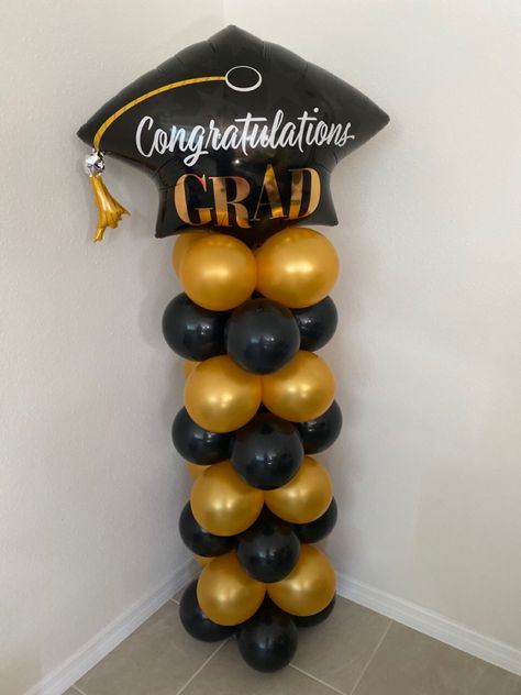 Graduation | Graduation Party | Graduation Cap | Class of 2023 | You did it Grad | Graduation Balloons Ballon Column, Graduation Activities, Gold Graduation Decorations, Black And Gold Party Decorations, Graduation Party Backdrops, Senior Graduation Party, Gold Graduation Party, Black And Gold Balloons, Graduation Crafts