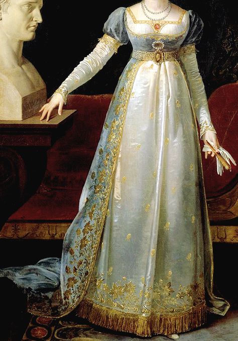 Pauline Bonaparte by Robert Lefèvre, 1806 Gaun Abad Pertengahan, Regency Era Fashion, Regency Fashion, Old Fashion Dresses, 19th Century Fashion, Old Dresses, Vintage Gowns, Fantasy Dress, Moda Vintage