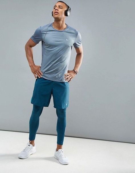 Gym Outfit Men Fitness, Shorts Over Tights, Mens Athletic Fashion, Sporty Outfits Men, Mens Workout, Gym Outfit Men, Fitness Outfit, Outfit Gym, Anna Karenina