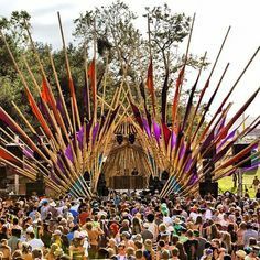 Sitemap Design, Music Festival Stage, Music Festival Camping, Festival Stage, Design Stage, Outdoor Stage, Lightning In A Bottle, Stage Set Design, Bamboo Art