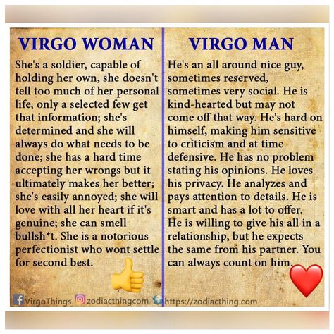 838 Likes, 32 Comments - ZodiacThing.com (@zodiacthingcom) on Instagram: “Virgo Woman: 👍 Virgo Man: ❤️ #virgo #virgo♍️ #virgoseason #virgobaby #virgothequeen #virgin…” Virgo Men Memes, Virgo Man Virgo Woman, Virgo Man Virgo Woman Compatibility, Virgo Virgo Relationships, Libra Man Virgo Woman, September Virgo Woman, Virgo Traits Woman, Virgo Facts Women, Virgo Man Traits