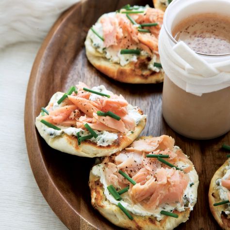 Inspired by the classic combination of bagels with lox and cream cheese, Tory Miller devised this variation using smoked, locally raised trout and hom... Cream Cheese Toast, Cheese Toast Recipe, Mini Hamburgers, Trout Recipes, Smoked Trout, Easy Holiday Recipes, Quick Appetizers, Cheese Toast, Think Food