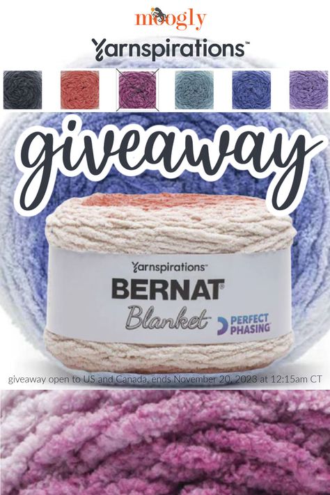 Bernat Blanket Perfect Phasing is the same soft and cuddly Bernat Blanket yarn you love, but put into a cake with one long strand of perfectly changing color - no knots or breaks, just "Perfect Phasing!" Take a peek at this wonderful new addition to the Blanket family, and enter to win 3 cakes of Bernat Blanket Perfect Phasing on Moogly! Giveaway is open to US and Canada addresses only (void where prohibited). The giveaway ends November 20, 2023, at 12:15am Central US time. via @moogly Bernat Blanket Patterns, Diy Valance, Blanket Pattern Crochet, Bernat Yarn, Bernat Blanket, Extra Yarn, Bernat Blanket Yarn, Crochet Blanket Designs, Crochet Blanket Pattern