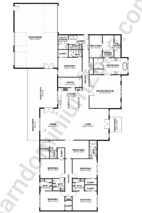 7 Amazing 6-Bedroom Barndominium Floor Plans You'll Love Barn House Design, Barn Style House Plans, Building Plans House, Barndominium Floor Plans, House Construction Plan, Bedroom Floor Plans, Barn Style House, Kitchen Remodeling Projects, New Build