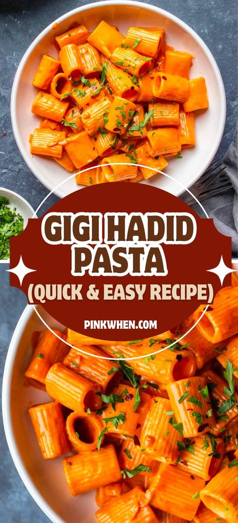 Chicken Gigi Recipe, Gigi's Pasta Recipe, Large Pasta Recipes, Hailey Bieber Pasta Recipe, Quick Easy Noodle Recipes, Pasta Recipes Gigi Hadid, Cheddar Cheese Pasta Recipes, Easy And Fast Pasta Recipes, Last Minute Pasta Dinners