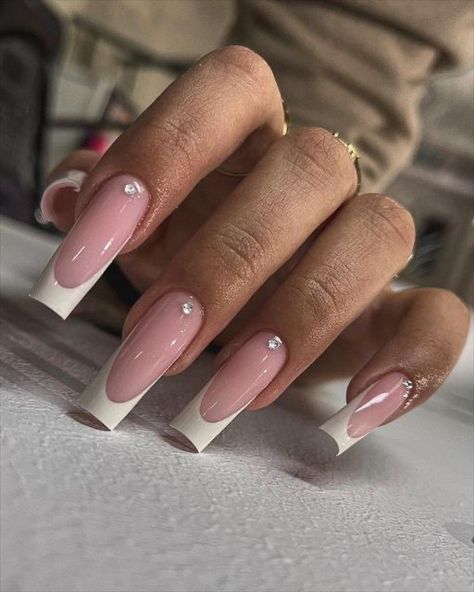 Unghie Sfumate, Girly Acrylic Nails, Classy Acrylic Nails, Nails Only, White Nail, Nails 2024, Pink Acrylic Nails, Square Acrylic Nails, Fire Nails