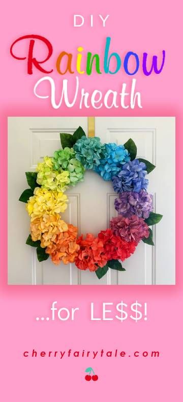 Rainbow Flower Wreath, Pride Wreath Front Doors, Rainbow Wreath Diy Front Doors, Craft Room Wreath, Pride Door Decorating, Diy Pride Decorations, Diy Pride Decor, Pride Wreath Diy, Rainbow Centerpiece Ideas