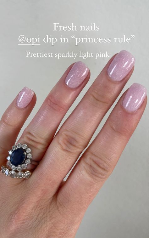 Light Chrome Pink Nails, Sparkling Pink Nails, Purplish Pink Nails, Dip Nails With Chrome, Pearl Pink Nails Gel, Opi Sparkle Polish Gel, Shimmer Pink Nails, Light Pink Winter Nails, Light Pink Sparkle Nails