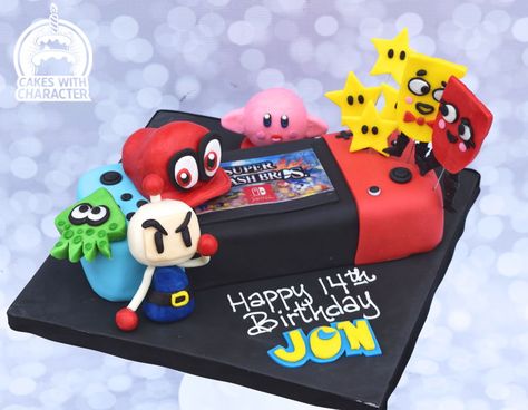 Switch Cake Ideas, Kids Movie Night Birthday Party, Nintendo Switch Cake Ideas, Switch Birthday Cake, Nintendo Switch Birthday Cake, 10th Birthday Cakes For Boys, Nintendo Switch Birthday, Nintendo Switch Cake, Nintendo Switch Party