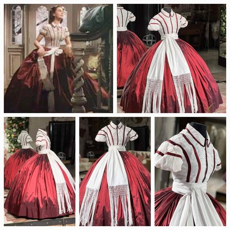 Scarlett Ohara Dresses, Gone With The Wind Dresses, 1860s Fashion, Character Wardrobe, Victorian Era Fashion, 1860 Fashion, Scarlett O'hara, Era Fashion, Gone With The Wind