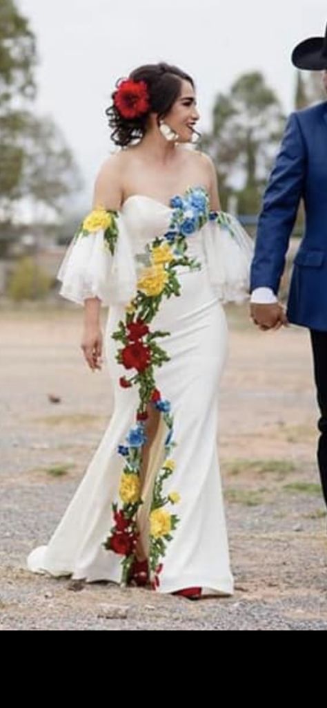 Vaquera Wedding Dress, Traditional Mexican Dress Wedding, Mexican Floral Wedding Dress, Fiesta Wedding Dress, Mexican Embroidery Wedding Dress, Mexican Bride Dress, Modern Mexican Wedding Dress, Guatemalan Wedding Dress, Honduran Weddings