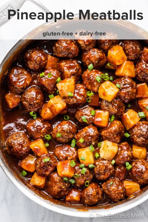 Pineapple Meatball Recipes, Pineapple Ground Beef, Hawaiian Chicken Meatballs, Beef And Pineapple Recipes, Ground Beef Pineapple Recipes, Pineapple Meatballs Crockpot, Tropical Meatballs, Costco Meatballs Recipes, Pineapple Sauce For Meatballs