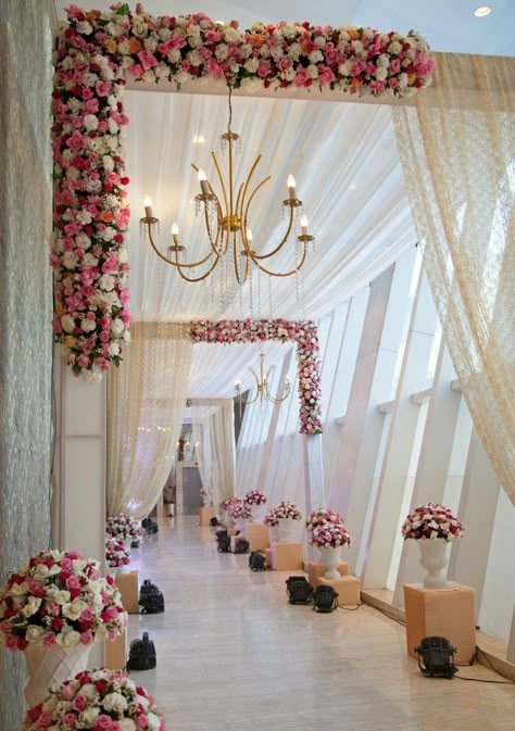 Stage Decorations Wedding, Passage Decor, Pathway Decor, Entrance Wedding, Wedding Gate, Wedding Ceremony Pictures, Ceremony Pictures, Reception Stage Decor, Ceremony Songs