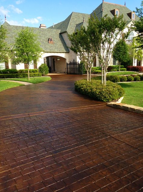 Stamped Concrete Driveway, Digital Brochure, Modern Driveway, Paving Ideas, Driveway Paving, Driveway Entrance, Driveway Design, Driveway Landscaping, Knotty Pine