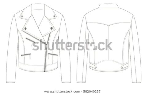 Leather Jacket Technical Drawing, Technical Sketch, Flat Drawings, Leather Jacket Girl, Studded Leather Jacket, Working Drawing, Flat Sketches, Fashion Illustration Sketches, Leather Jacket Outfits