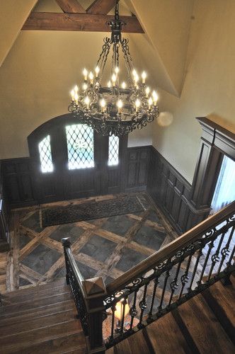 Floor!!! English Tudor - traditional - entry - oklahoma city - Brent Gibson Classic Home Design Window Stairwell, Classic Home Design, Tudor Decor, English Tudor Homes, Beam Ceilings, Decorative Walls, Tudor Cottage, Entry Ways, Tudor Style Homes