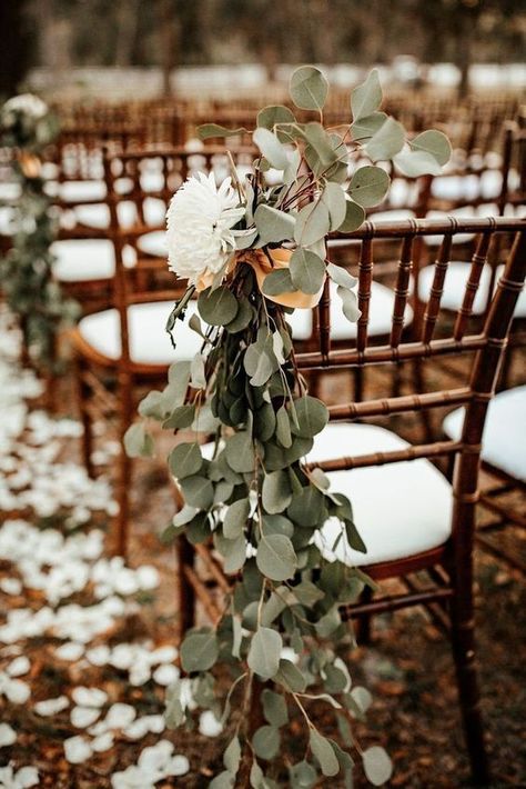 15+ Gorgeous Chair Ideas For Weddings You Should Bookmark While You Sit At Home | WedMeGood Diy Winter Wedding, Wedding Aisle Outdoor, Fun Wedding Decor, Wedding Isles, Elegant Winter Wedding, Wedding Chair Decorations, Chair Decor, Winter Wedding Decorations, Wedding Aisle Decorations