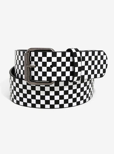 Black & White Checkered Belt, MULTI Mclaren Merch, Checkered Belt, Brandy Outfits, Chequered Flag, Emo Jewelry, Emo Clothes, Sick Clothes, Emo Stuff, Aesthetic Accessories