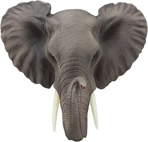 Ebros Safari African Bush Elephant Wall Bust Sculpture 9"Tall Majestic Noble Elephant Head Hanging Wall Decor Figurine For Wild Animal Lovers Elephant Gif, African Bush Elephant, Elephant Wall Decor, Giraffe Head, Wild Elephant, Wooden Elephant, Elephant Sculpture, Bust Sculpture, Animal Wall Decor