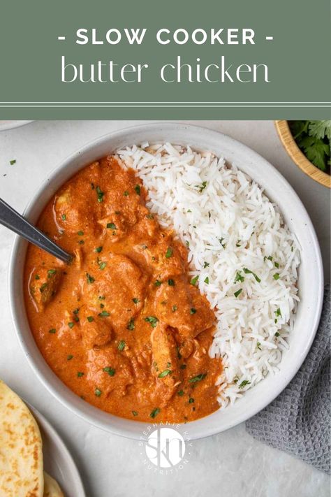 Made with chicken thighs, spices, tomatoes, and heavy cream, this slow-cooker butter chicken recipe is easy to make and full of flavor. Slow Cooker Indian Butter Chicken, Butter Chicken Crockpot, Slow Cooked Butter Chicken, Healthy Crockpot Chicken Recipes, Healthy Butter Chicken, Slow Cooker Butter Chicken, Heavy Cream Recipes, Magnolia Kitchen, Butter Chicken Recipe