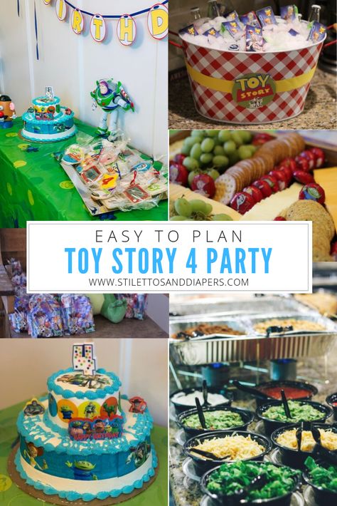 Easy Toy Story 4 Party that still packed a ton of themed fun! - Stilettos & Diapers Toy Story Dinner Ideas, Toy Story Veggie Tray, Toy Story Themed Party Food, Toy Story Themed Food Dessert Tables, Toy Story Charcuterie Board, Toy Story Appetizers, Toy Story Birthday Food Ideas, Toy Story Food Ideas Birthday Parties, Toy Story Birthday Food