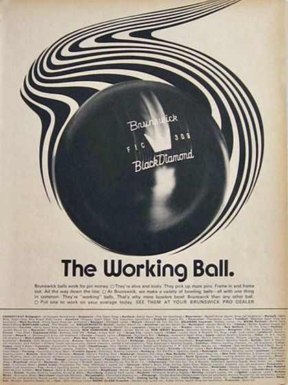 Bowling Poster Design, Vintage Bowling Aesthetic, Eight Ball Aesthetic, Bowling Poster, Bowling Graphic, Bowling Vintage, Bowling Design, Brunswick Bowling, Vintage Magazine Ads