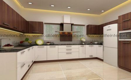 Modular Kitchen Design Kerala | DLIFE Interiors, Kochi, Bangalore U Shaped Modular Kitchen Design, Kitchen Design Modern Luxury, L Shaped Modular Kitchen, Modular Kitchen Interior, Modular Kitchen Cabinets, Dining Interior, Kitchen Modular, Kitchen Cupboard Designs, Modular Kitchen Design