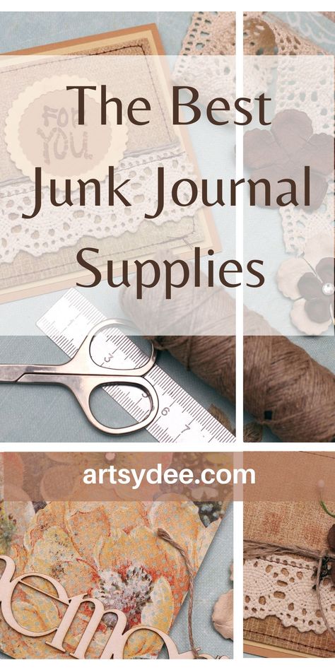 Junk Journal Supplies to get you started with junk journaling. If you have never made a junk journal you are missing out! #junkjournal #ephemera #junkjournalinspiration #junkjournalsupplies Journal Business, Journal Challenge, Scrapbook Quotes, Junk Journal Supplies, Eco Friendly Art, Cool Journals, Diy Gifts For Friends, Art Therapy Activities, Journal Supplies