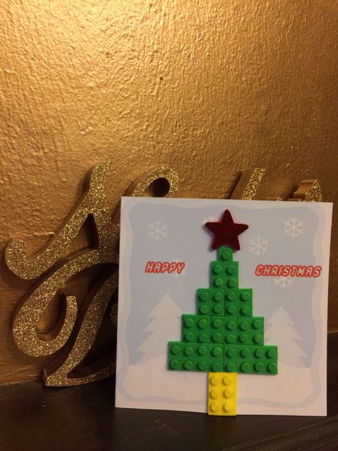 Handmade Lego Christmas card http://stores.ebay.co.uk/CraftBricks Button Christmas Cards, Lego Card, Christmas Lego, Lego Christmas Tree, Daycare Gifts, Christmas Classroom Door, Lego Shop, Christmas Phrases, Lego Christmas