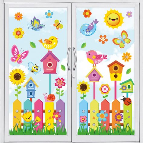 PRICES MAY VARY. You Will Get - 6 sheets spring summer window clings in different designs, sufficient quantities and rich styles can meet your different needs for decoration. Perfect for DIY a magic and unique space for you and your home. Cartoon Design - Printed with colorful flowers, butterflies, birds, bird houses and garden fence, etc., take a cartoon style, vibrant and lovely, full of spring breath, makes them more beautiful and attractive, which can help you create more enjoyable visual ef Fence Window, Classroom Window, Bird Strike, Summer Window, Doodle Art Flowers, Cartoon Flower, School Decor, Cartoon Flowers, Flower Bird