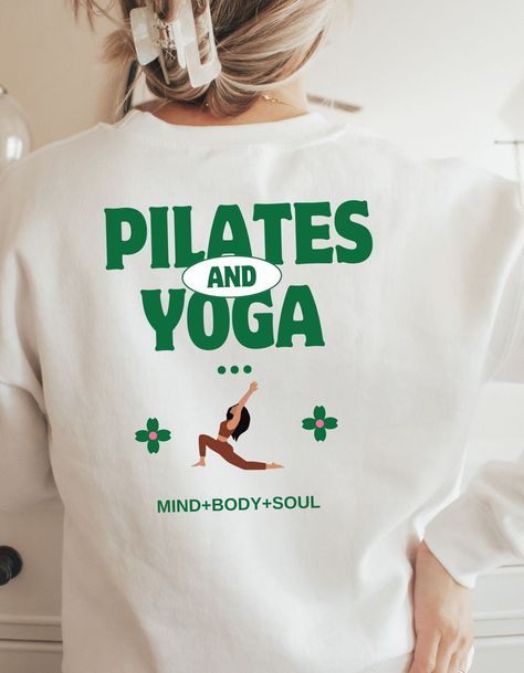 This is for the girl that loves pilates and yoga. Perfect sweater to wear to the studio or to lunch with friends. Pilates Board, Pilates Design, Spa Content, Pilates T Shirts Funny, Moisture-wicking Sporty T-shirt For Pilates, Pilates Style, Crew Neck Stretch T-shirt For Pilates, Functional Crew Neck T-shirt For Yoga, Pilates Shirt