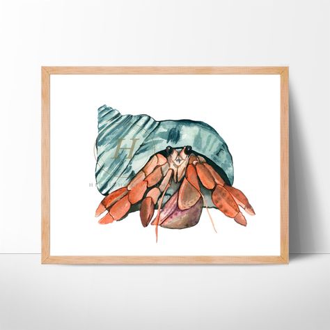 Hermit Crab Watercolor Print - Etsy Crab Watercolor, Crab Painting, Crab Art, Crab Print, Hermit Crab, Cactus Print, Botanical Wall Art, Watercolor Art Prints, Abstract Watercolor