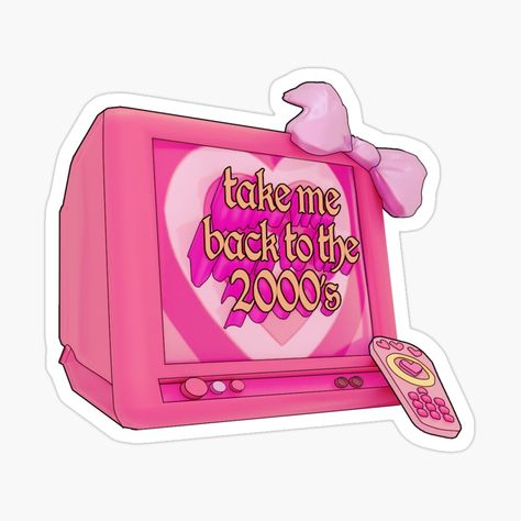 ➥ ➥ take me back to the 2000's ➥ ➥ Pink Y2k Stickers, 2000s Stickers Aesthetic, 2000s Stickers, Pisces Nails, Back To The 2000s, Tv Sticker, Pink Emojis, Y2k Stickers, 2000 Cartoons