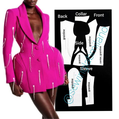 Structured Dress Pattern, Blazer Dress Pattern, Blazer Sewing, Structured Sleeves, Structured Dresses, Structured Fashion, Cape Sleeve Dress, Corset Sewing Pattern, Structured Blazer