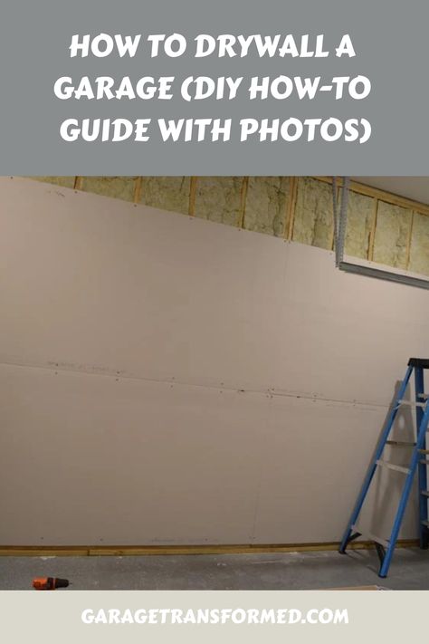 How to Drywall a Garage (DIY How-To Guide with Photos) Drywall Garage Walls, Finish Garage Walls Cheap, Garage Drywall, Painted Garage Walls, Garage Transformation, Drywall Tape, Drywall Mud, Garage Diy, Drywall Ceiling