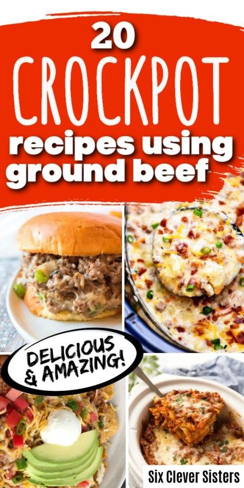 Here are some ground beef crock pot recipes that are delicious and easy. These easy meals use a slow cooker and a package of hamburger. #recipe #recipeoftheday #dinner #ideas #family #crockpot #slowcooker Crockpot Recipe Using Ground Beef, Ground Meat Crockpot Recipes, Ground Beef Crock Pot Recipes, Slow Cooker Hamburger Recipes, Ground Beef Crock Pot, Beef Crock Pot Recipes, Beef Crock Pot, Recipes Using Hamburger, Ground Beef Crockpot Recipes