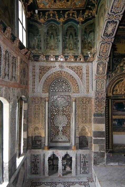 Nizam House Restoration, Damascus, Syria. -Interior of Grapes Room, before intervention | Archnet Damascus House, Islamic Quotes About Life, Refugees Art, Syria Damascus, Riad Marrakech, Gothic Statue, Muslim World, Gothic Buildings, Damascus Syria