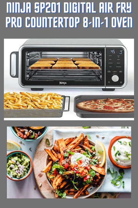 The Ninja Foodi Digital Air Fry Oven Pro gives you versatility in the kitchen with 8-in-1 functionality from Air Fry and Air Roast to Broil and Dehydrate. With Digital Crisp Control Technology Pro, unlock optimum cooking performance at up to 450°F. Cook up your favorites and then flip the oven up and away to reclaim your counter space. Countertop Oven Placement, Countertop Oven Recipes, Fry Basket, Countertop Oven, Wire Racks, Ninja Foodi, Oven Recipes, Air Fry, Counter Space