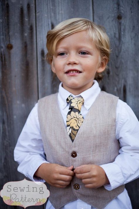 Boys vest sewing pattern. Sew a beautiful boys waistcoat for ages 12months to 8 years. Boys formal sewing pattern for vest or waistcoat. Looks great in linen. #BoysSewingPattern #SewingForBoys #BoysVestPattern #WaistcoatPattern #BabyVestPattern #BoyClothesSewingPatterns #BoysClothesPatterns Baby Gilet, Sewing Gifts For Kids, Waistcoat Pattern, Boys Sewing Patterns, Boys Waistcoat, Sewing For Boys, Kids Sewing Patterns, Sewing Terms, Vest Sewing Pattern