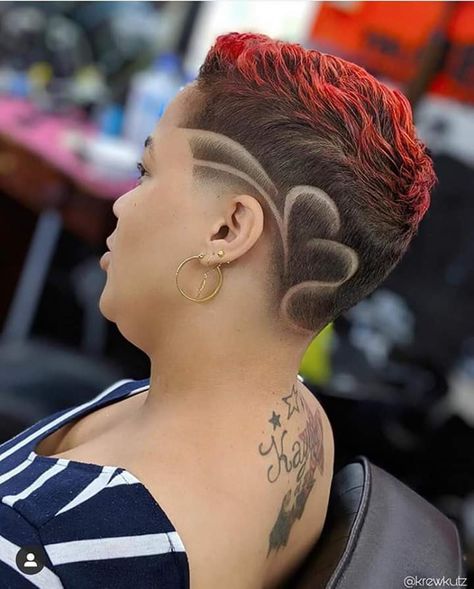 Hearts Are Wild Creatures, Hair Tattoo Designs, Women's Undercut, Undercut Hair Designs, Fade Haircut Designs, Natural Hair Haircuts, Short Hair Designs, Short Shaved Hairstyles, Shaved Hair Designs