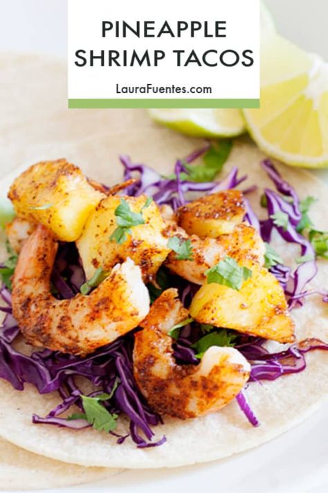 Pineapple Shrimp Tacos, Pineapple Tacos, Spiced Shrimp, Shrimp Tacos Easy, Pineapple Shrimp, Easy Taco Recipes, Taco Spice, Fish Tacos Recipe, Clean Eating Dinner