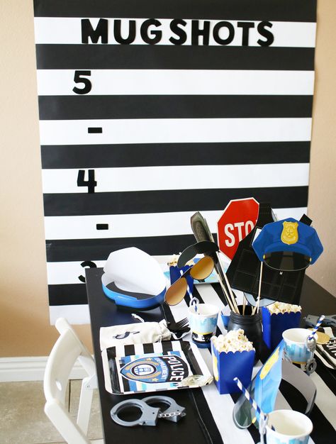 Jail Birthday Party Ideas, Cop Themed Birthday Party, Academy Graduation Party, Police Officer Graduation Party Ideas, Swat Party Ideas, Swat Theme Trunk Or Treat, Police Banquet, Police Officer Party Ideas, Law Enforcement Party Ideas