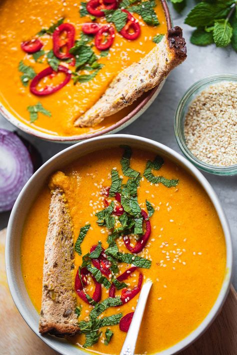 Spicy Butternut Squash, Spicy Butternut Squash Soup, The Clean Eating Couple, Clean Eating Couple, Vegan Butternut Squash Soup, Butternut Squash Soup Recipe, Easy Butternut Squash, Butternut Squash Cubes, Butternut Soup