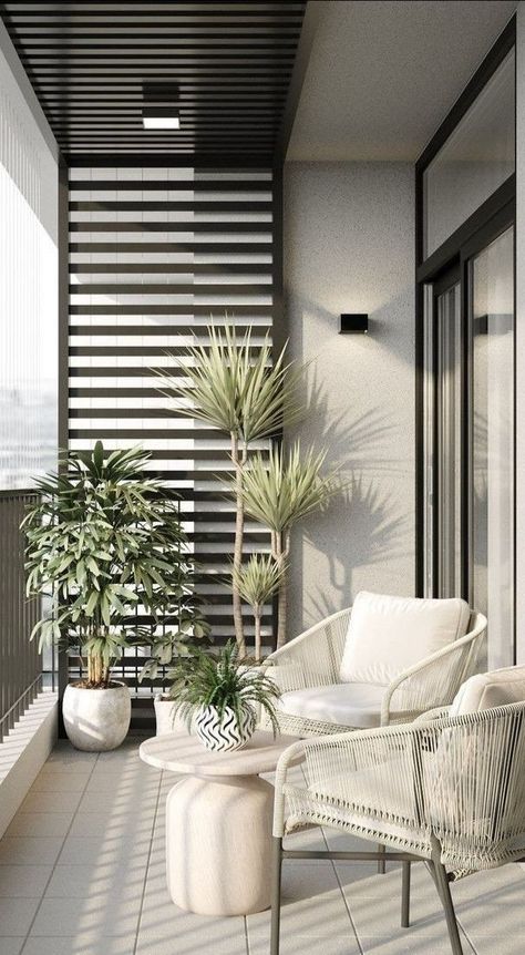 Nordic Balcony, Potted Plants Patio, Interior Balcony, Budget Interior Design, Modern Balcony, Modern Luxe, Home Balcony, Apartment Balcony, Scandinavian Interior Design