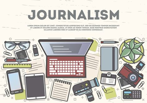 Journalism top view banner in line art s... | Premium Vector #Freepik #vector #infographic Line Art Style, Vector Infographic, Camera Logo, Isometric Illustration, Poster Drawing, Social Media Design Inspiration, Random Image, Body Systems, Flat Illustration