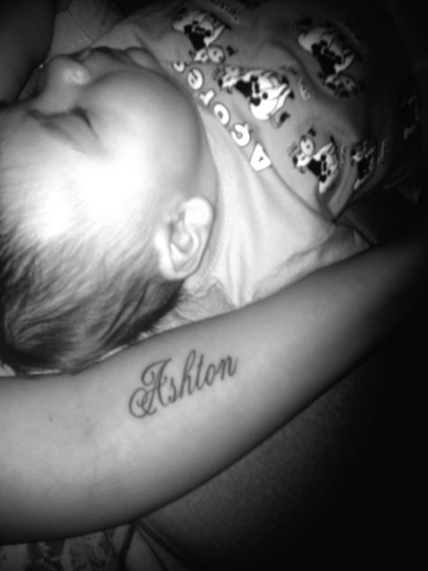 Tattoo #mybaby #heartandsoul Ashton Tattoo Name, My Heart Is Yours, Heart Soul, Everything Baby, Tattoo Quotes, I Am Awesome, Tattoos