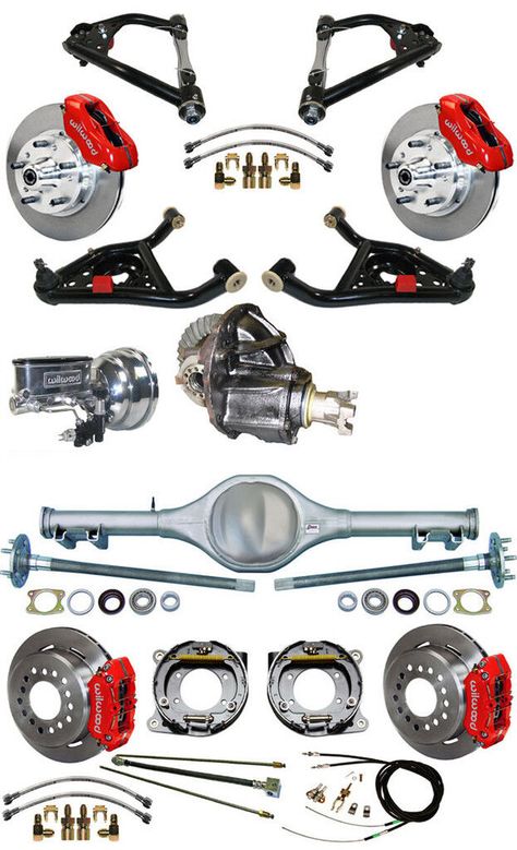 You are bidding on a Brand New Suspension and Brake Kit for 1967-1969 GM F-Body Cars (Part #GMF6769X-K32). This specific set features Wilwood brakes with Red Calipers. Fits: Chevrolet: 1967-1969 Camaro Pontiac: 1967-1969 Firebird There are 2 options on the rear of F-Body cars that we will adapt this kit for.  After purchase, we will ask if you car has Mono-Leaf Springs or Multi-Leaf Springs and if your car has Staggered Shocks in the rear.  We will then send the necessary items to fit your specific application. Includes: Currie 9-Plus Notch-Back Rear End with 31 Spline Axles (Currie #CE-GMF6769X) Currie Crate Rear Ends are designed to be a bolt-in upgrade 9-Plus notchback heavy duty housing 31 Spline performance axle package Built to the stock overall width (60 1/4") and pinion offset spec Chevy Motors, Customised Trucks, Rear End, Chevrolet Bel Air, Leaf Spring, Gas Tanks, Station Wagon, Control Arms, Control Arm