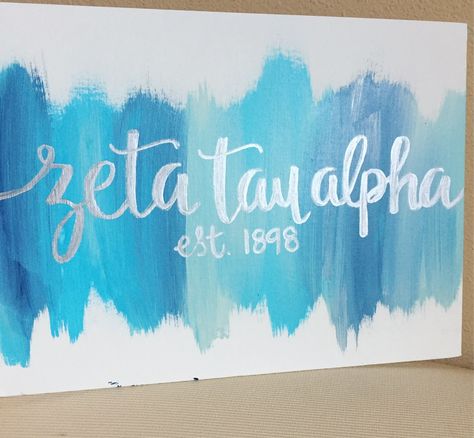 zeta tau alpha canvas Zeta Tau Alpha Painting Canvases, Zeta Tau Alpha Painting, Alpha Sigma Tau Canvas, Zeta Tau Alpha Canvas, Zta Canvas, Sorority Canvas Ideas, Zeta Canvas, Alpha Chi Omega Canvas, Sorority Canvas Art